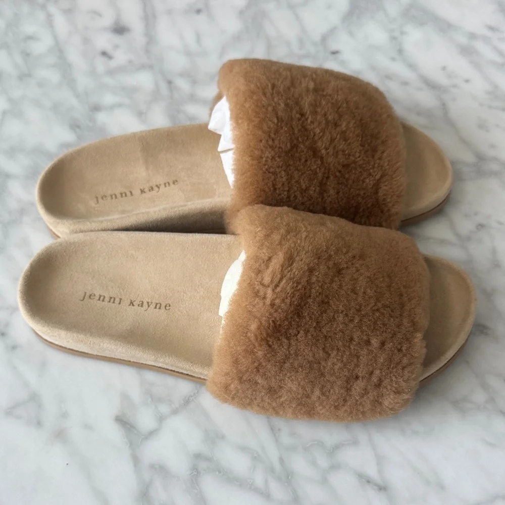 🌼JENNI KAYNE🌼 Tan Shearling Women's Slide Sandals Slippers, Size 41 - Picture 4 of 11